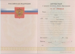 Аттестат 11 классов с 2009 по 2010 год